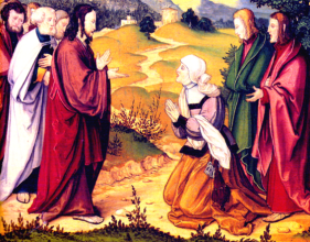 Demande de la mère des fils de Zébédée H. FÜLLMAURER (XVI°siècle) détail du retable de Montbéliard - VIENNE
