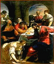 Le repas chez SIMON le pharisien et la pécheresse pardonnée détail - Le TINTORET 1518-1594 Escurial - Espagne